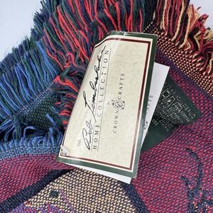 Bob Timberlake Tapestry Throw Blanket Camping Canoe Cabin USA 50x65 Cotton Tag
